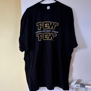 Tultex Black Tee with Yellow "PEW PEW" Graphic
